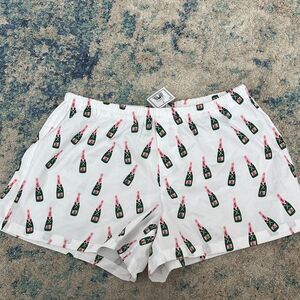 NWT Toss Designs Champagne Bottle Print White Sleep Shorts